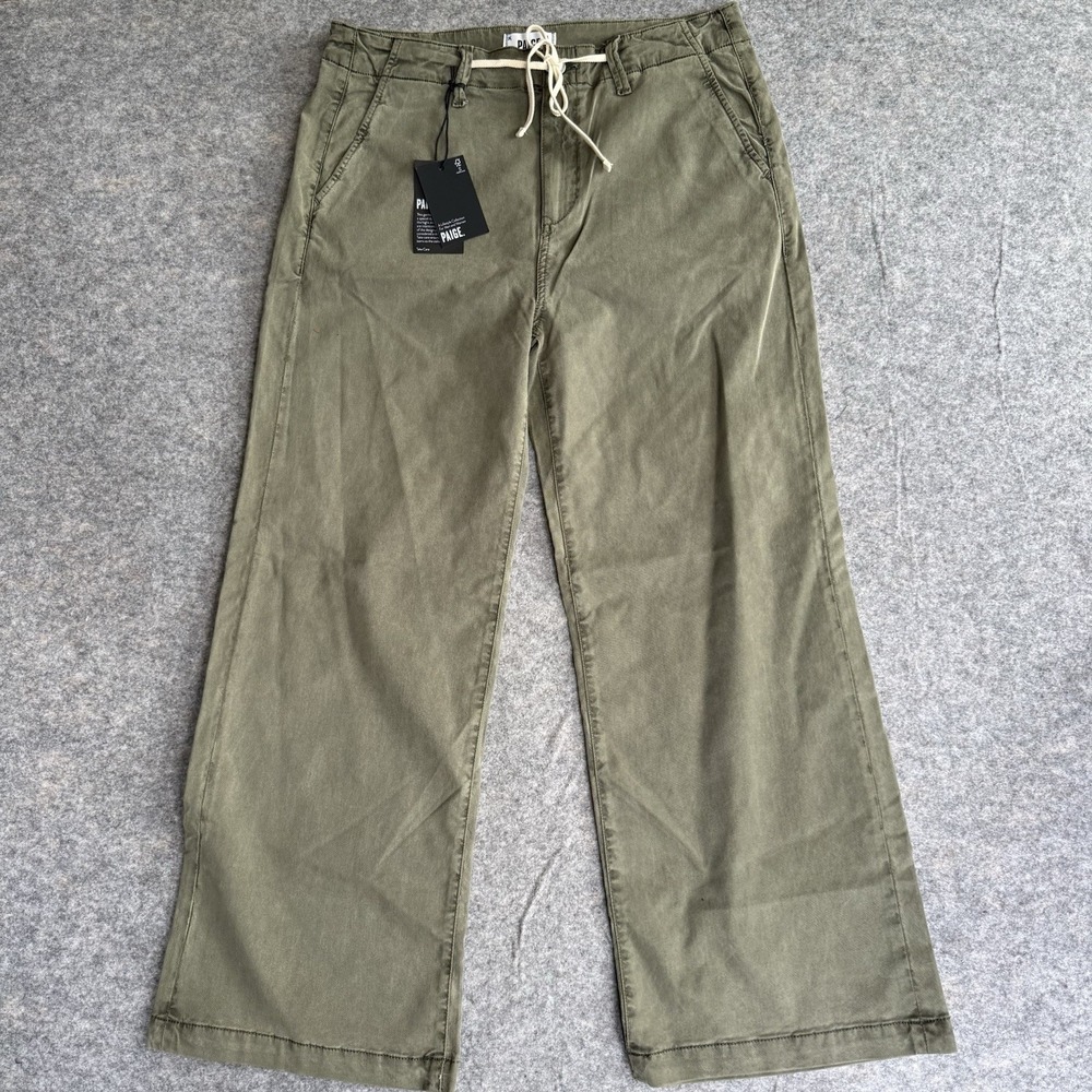 Paige Carly High-Rise Wide-Leg Pants Jeans Women's 31 Ivy Green NWT FLAW